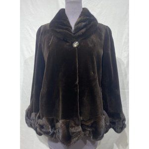 sheared mink jacket brown LH mink collar cuffs hem (78099)
